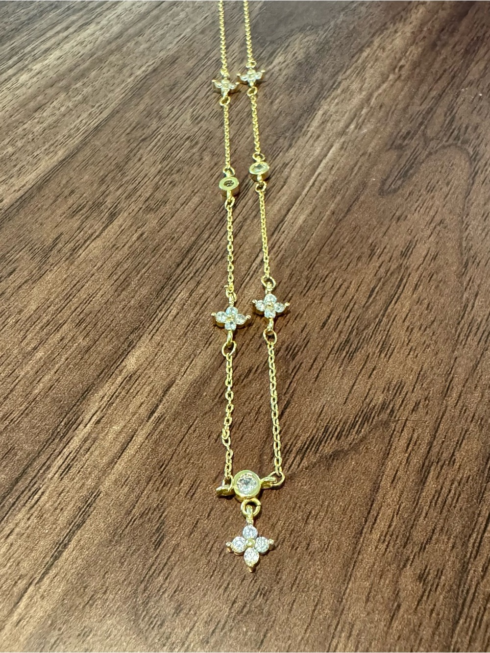 Altar'd State Gold Floral Crystal Station Necklace